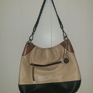 The Sak Cream and Black Leather Bag